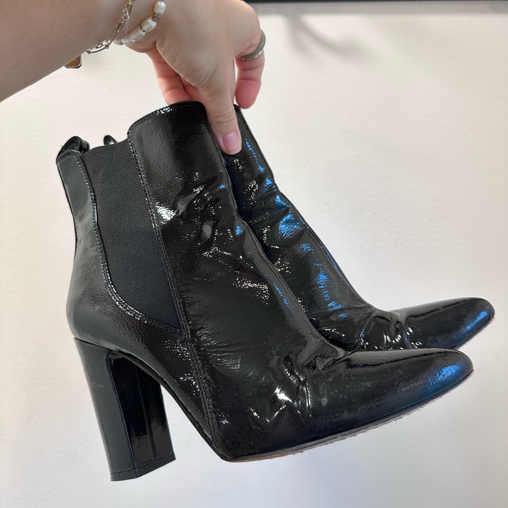 Vince Camuto Patent Leather Ankle Boots